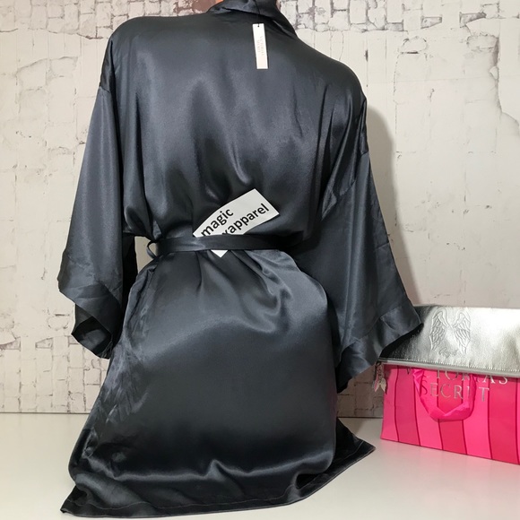 VS XS/S M/L SATIN LONG ROBE KIMONO LINGERIE BOW - Picture 2 of 2